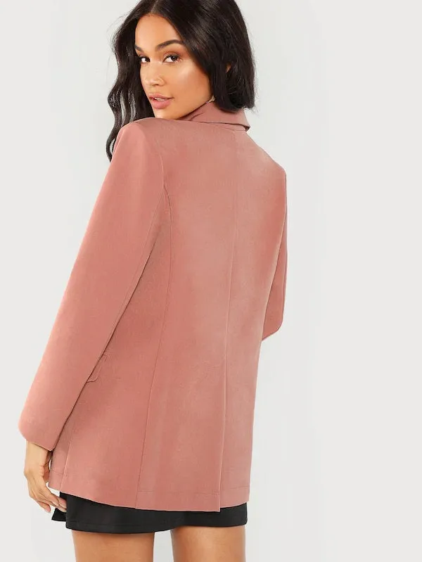 CM-CS001698 Women Elegant Seoul Style Long Sleeve Open Front Blazer - Pink