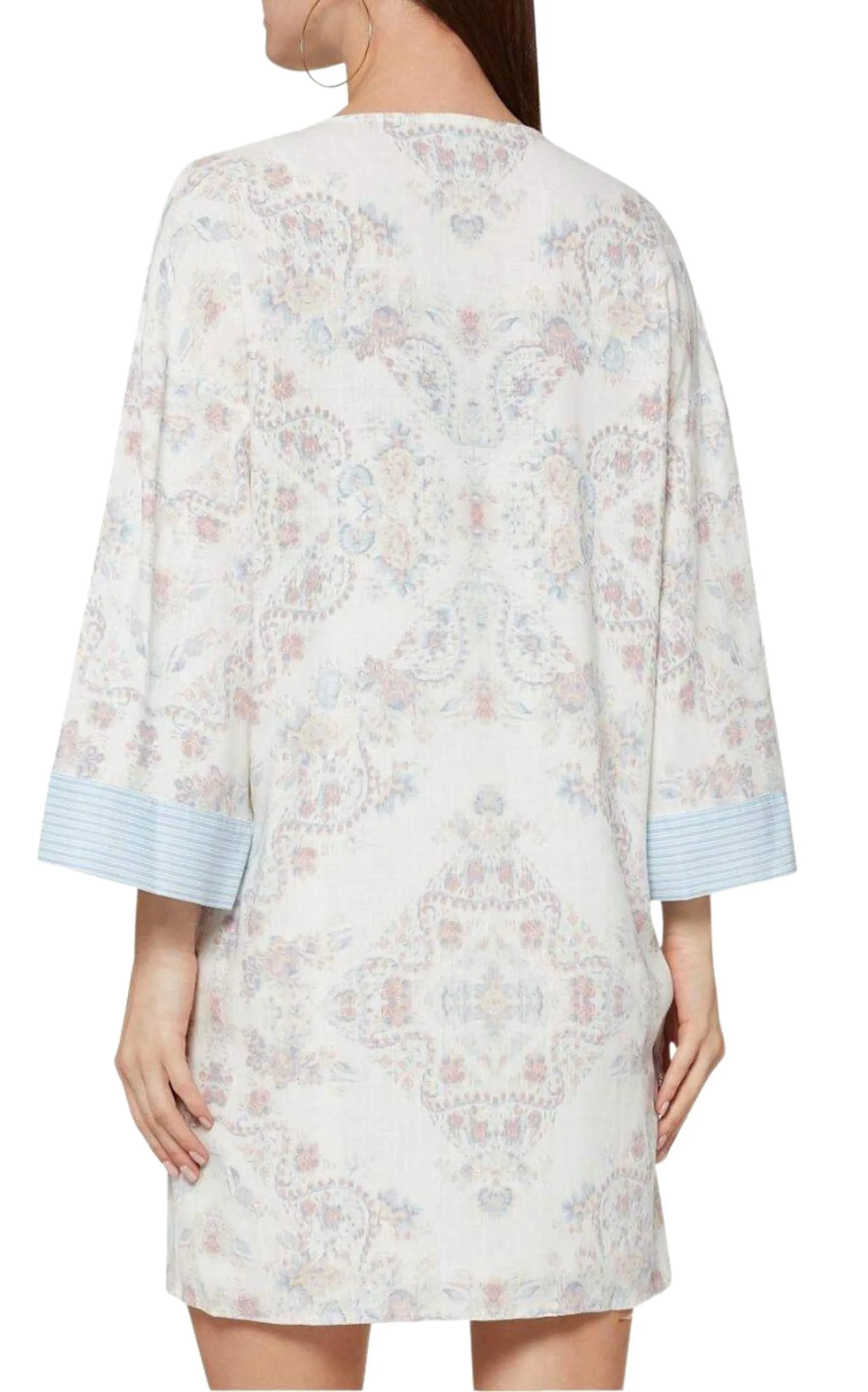 Contrast Trim Floral Print Tunic Dress