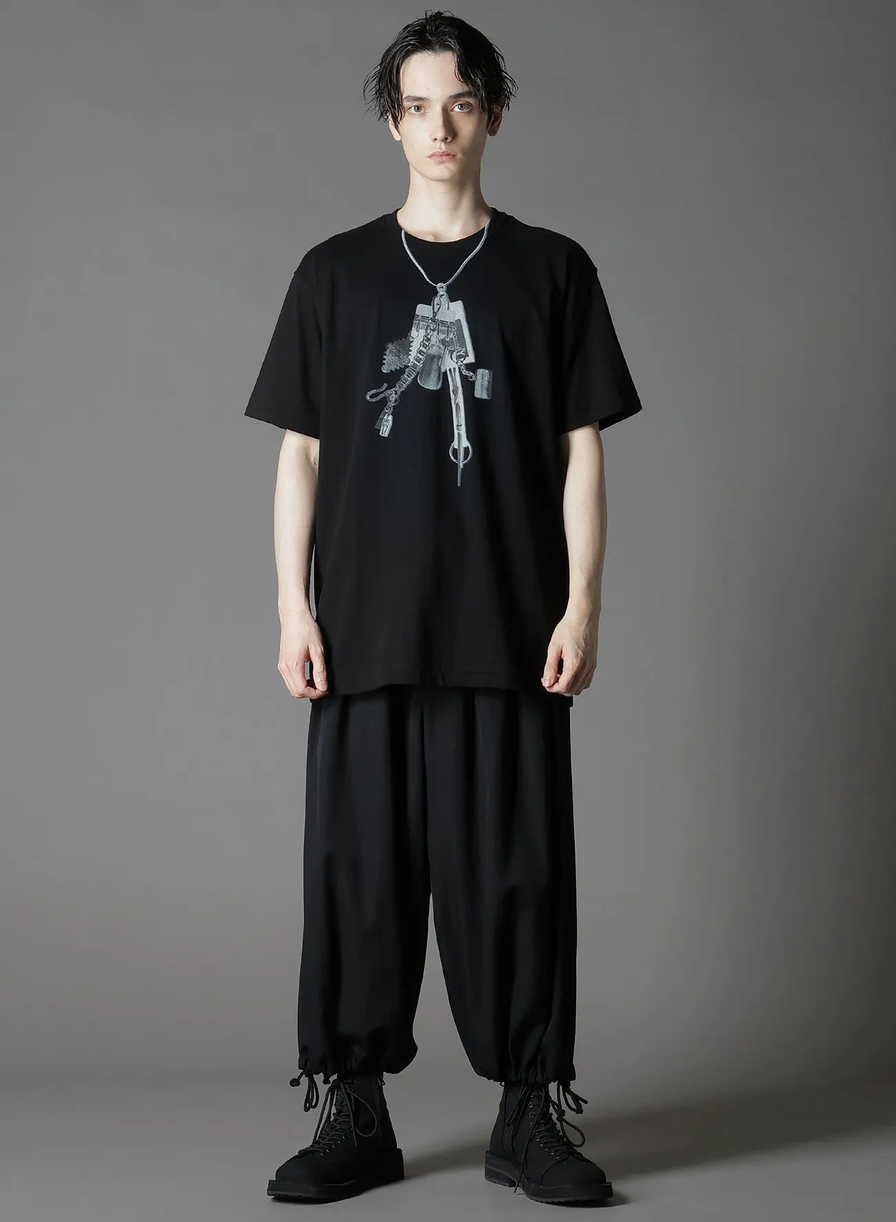 COTTON JERSEY TROMPE-L'OEIL PASSCASE T-SHIRT