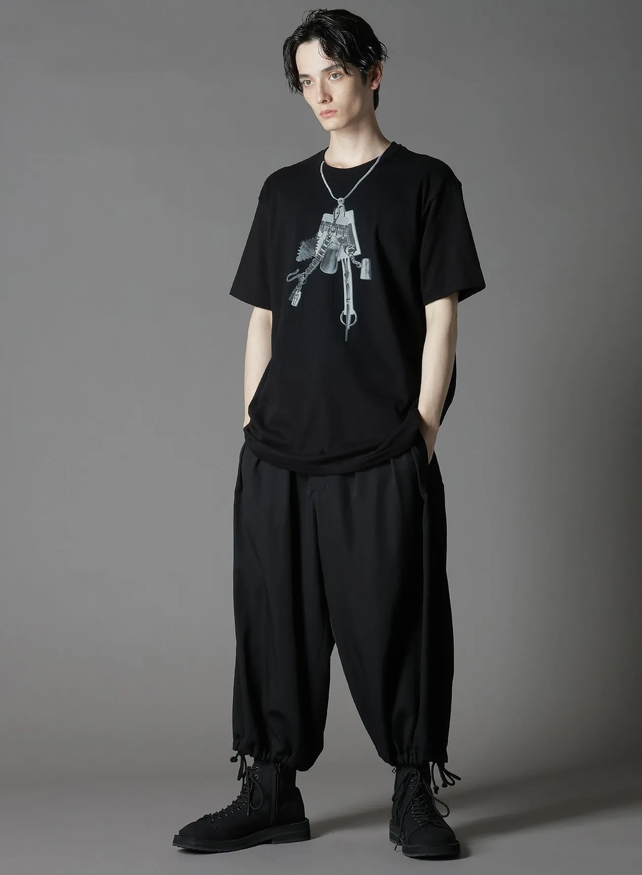 COTTON JERSEY TROMPE-L'OEIL PASSCASE T-SHIRT
