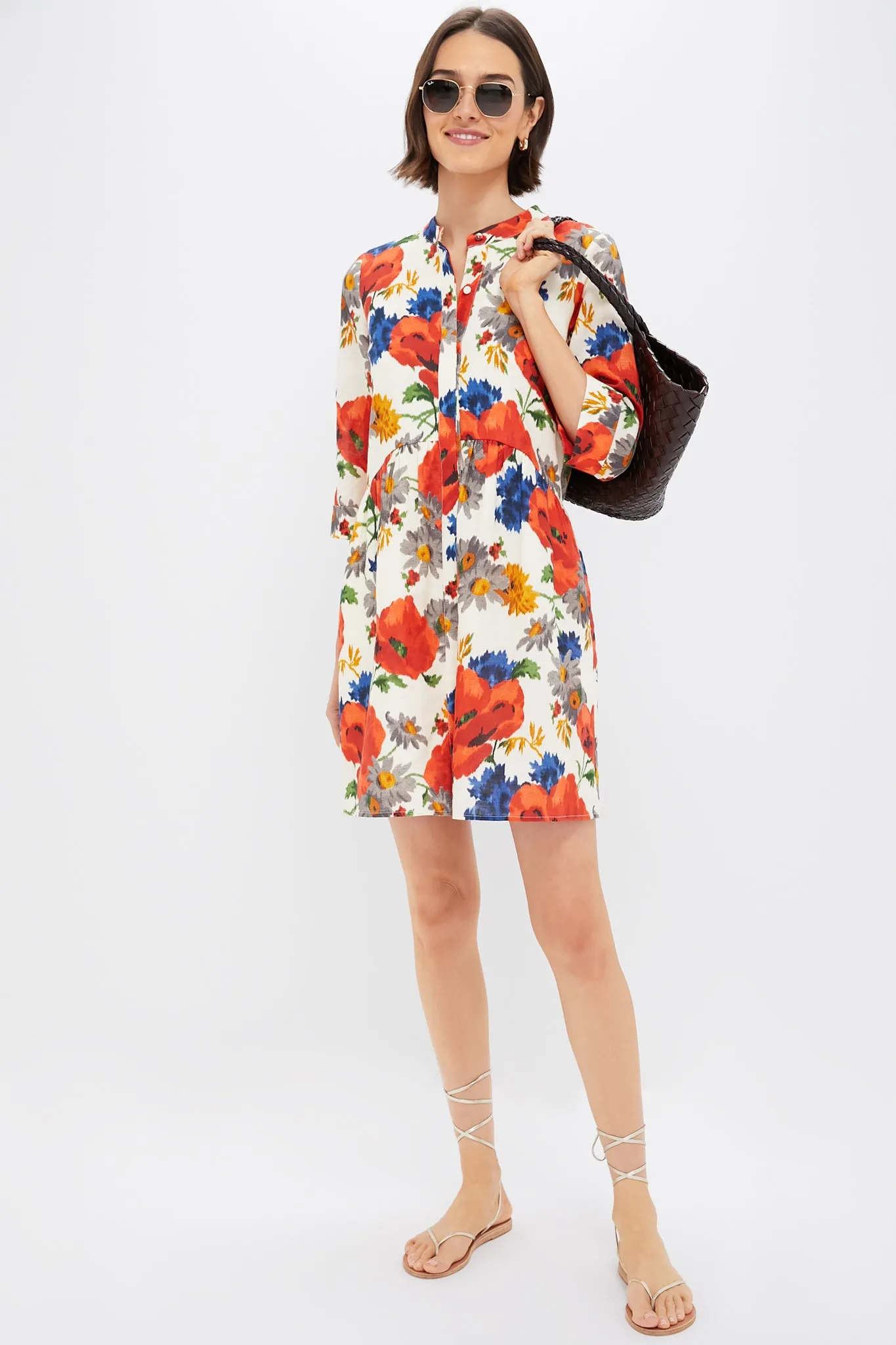 Crimson Poppy Cotton Linen Royal Shirt Dress