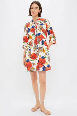 Crimson Poppy Cotton Linen Royal Shirt Dress