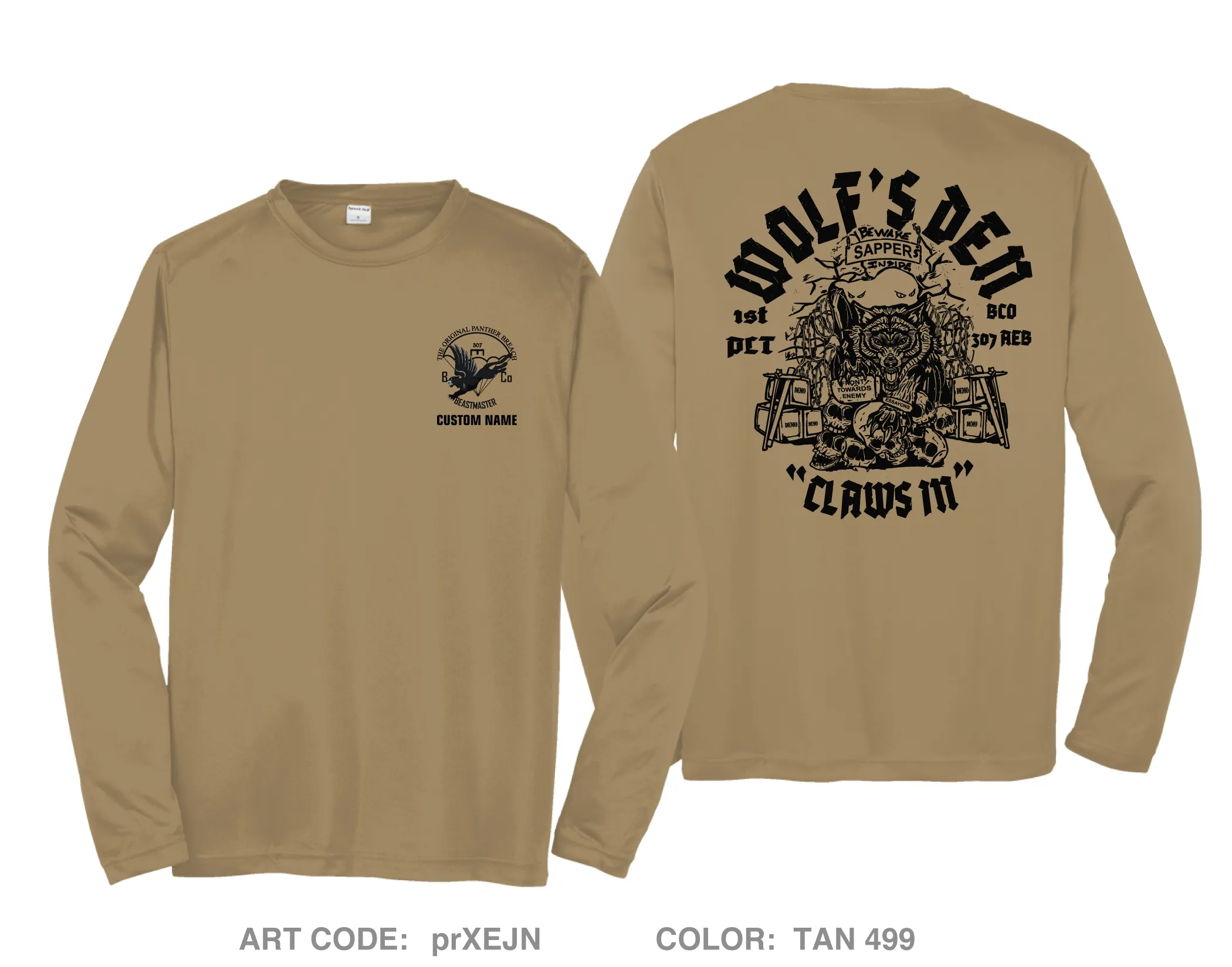 CUSTOM 1 PLT, B Co, 307AEB Hi-Tech Performance Unisex LS Tee - prXEJN