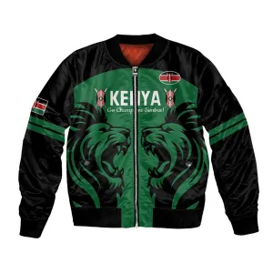 Custom Kenya Rugby Bomber Jacket 2024 Go Champions Simbas - Green LT14