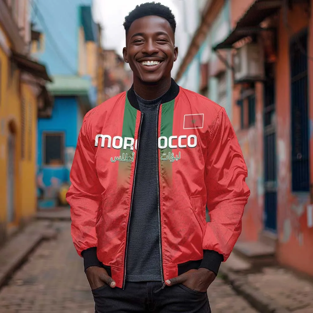 Custom Morocco Football Bomber Jacket Go Lionesses of Atlas LT14