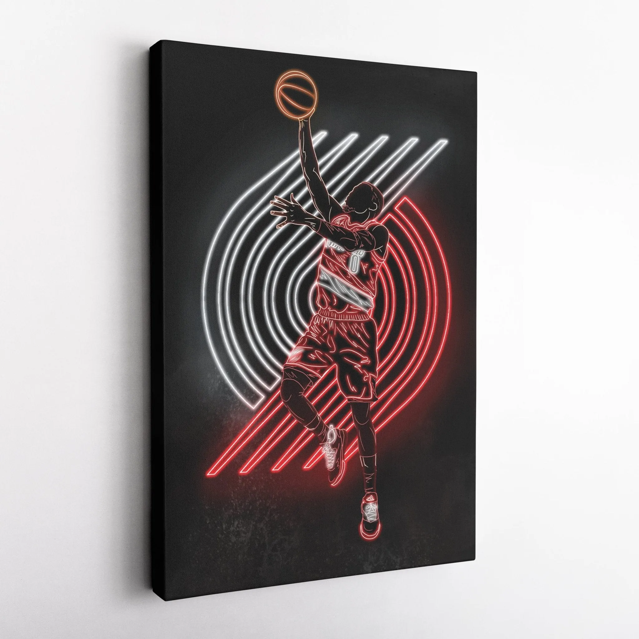 Damian Lillard Neon Canvas Art | Blazers Wall Decor