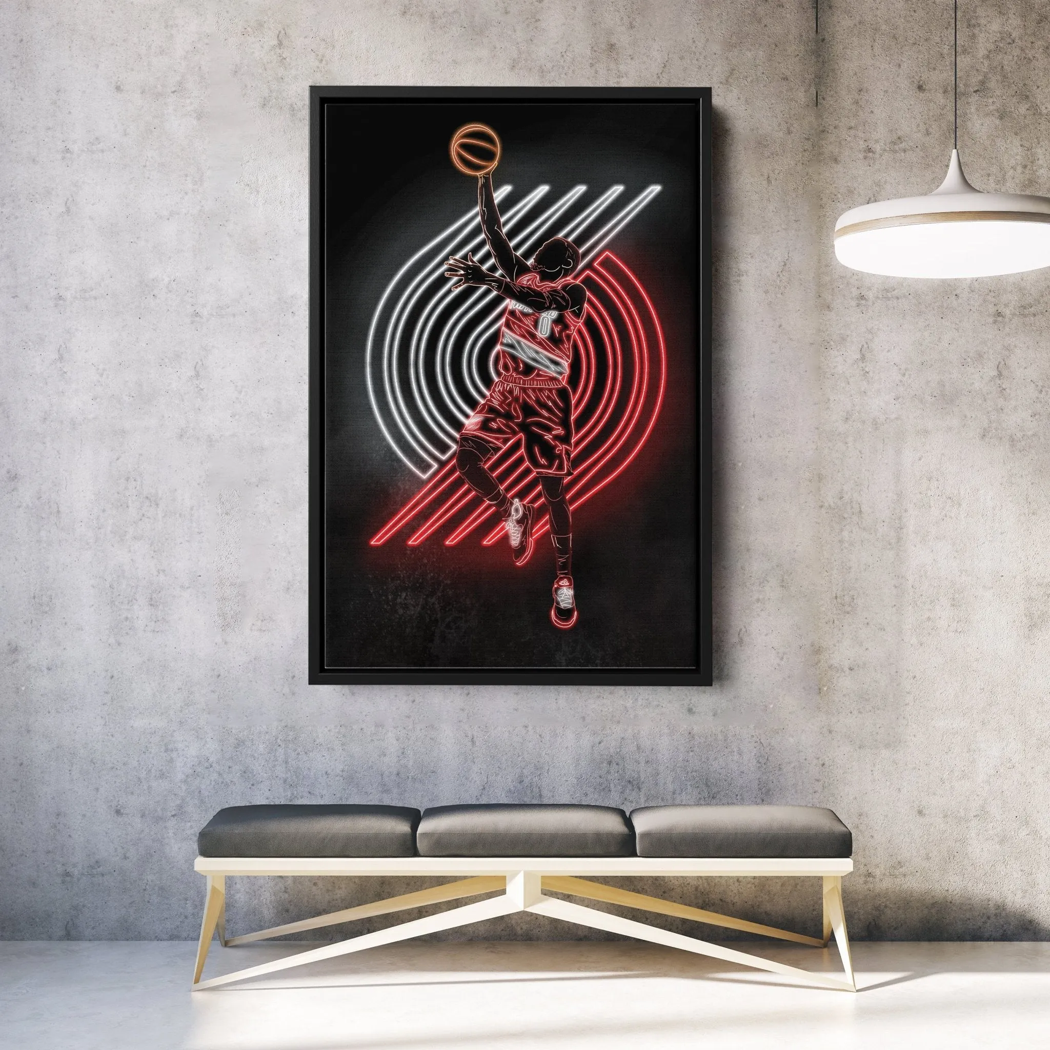 Damian Lillard Neon Canvas Art | Blazers Wall Decor