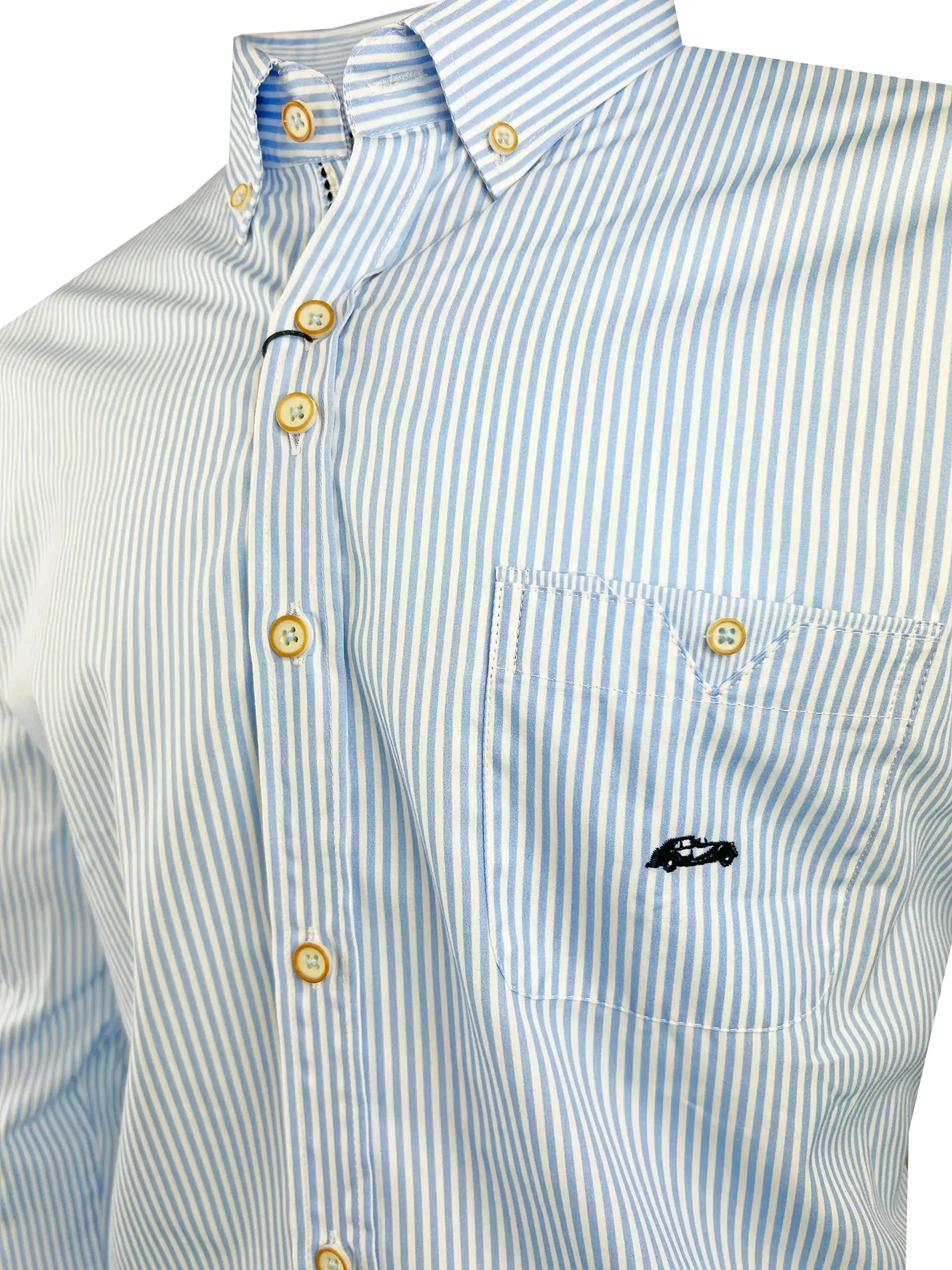 Dario Beltran Men's Lancara LS Shirt Stripe Regular Fit Blue