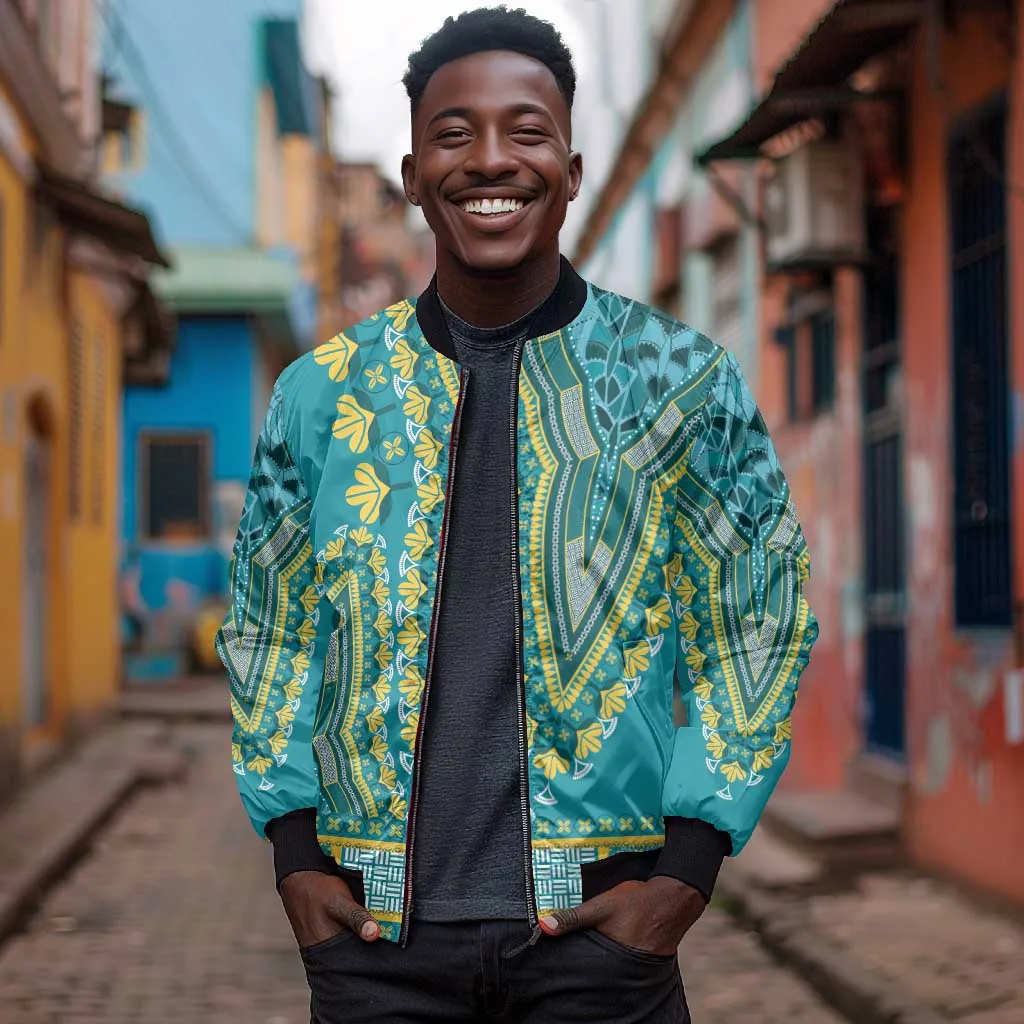 Dashiki Bomber Jacket Luxury Afro - Teal LT7