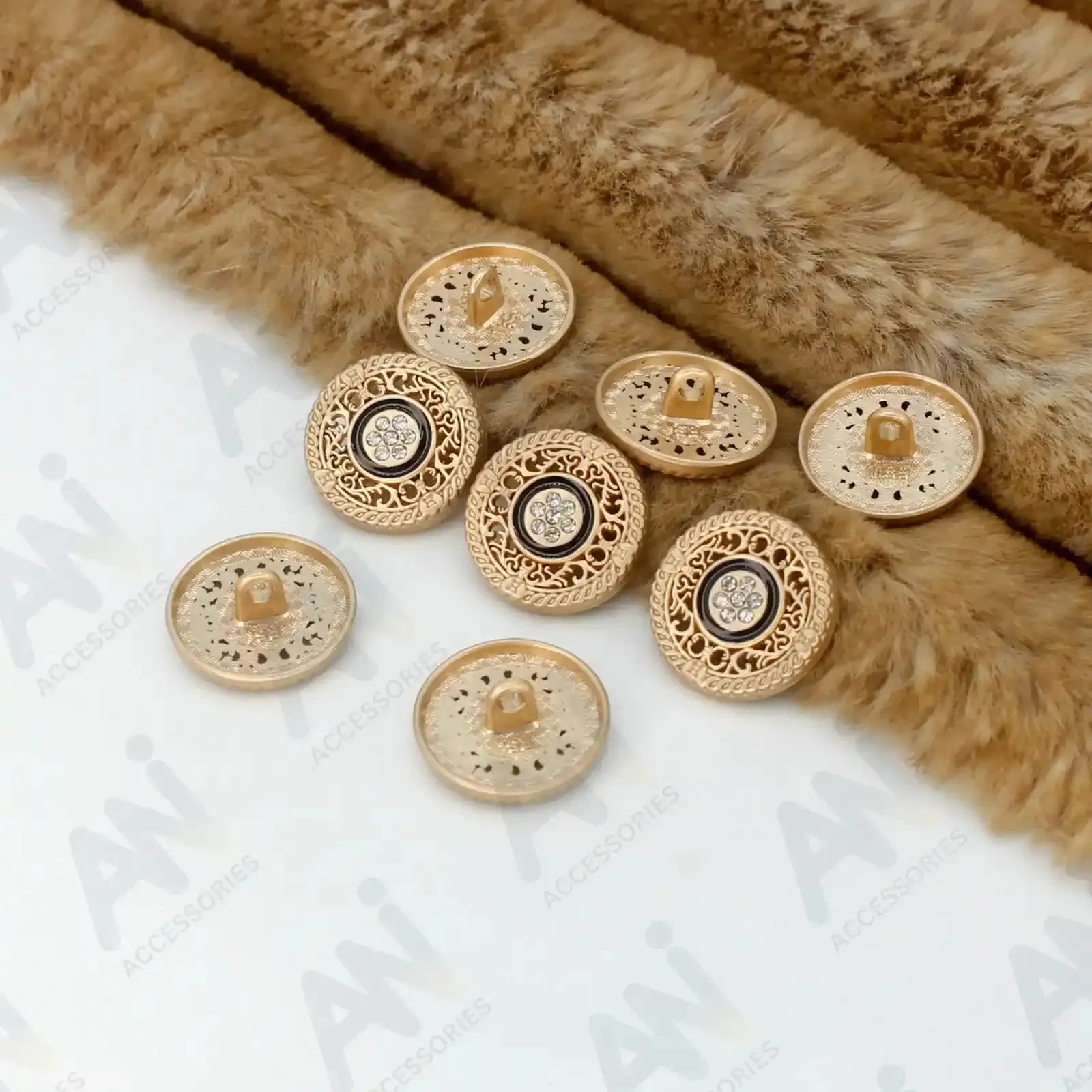 Decorative Metal Buttons with Rhinestone Accents