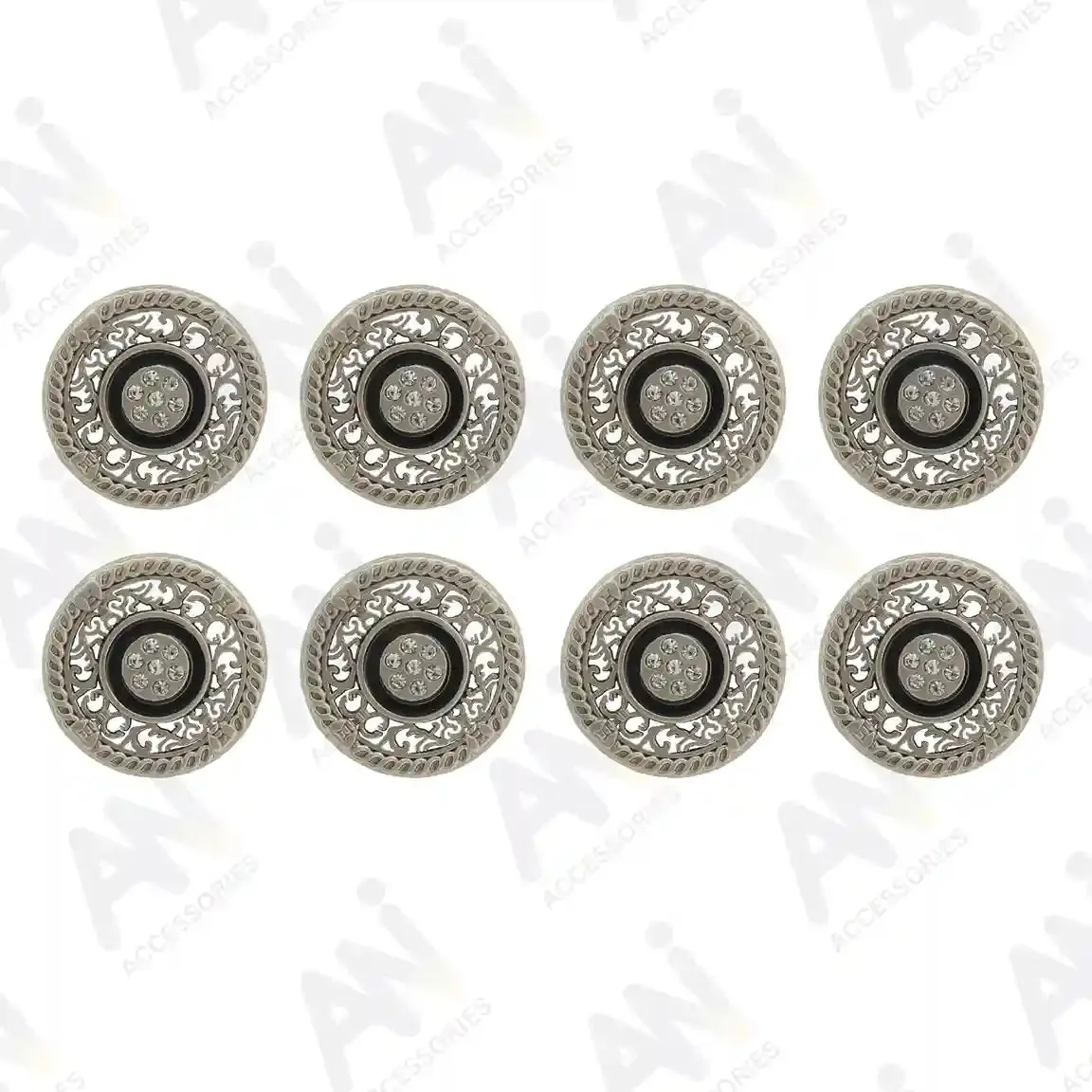Decorative Metal Buttons with Rhinestone Accents