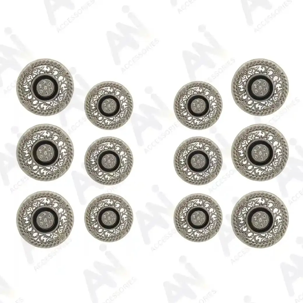 Decorative Metal Buttons with Rhinestone Accents