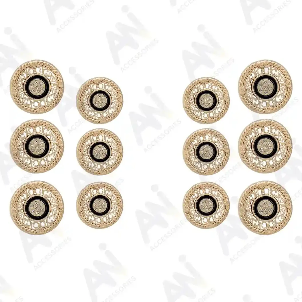 Decorative Metal Buttons with Rhinestone Accents