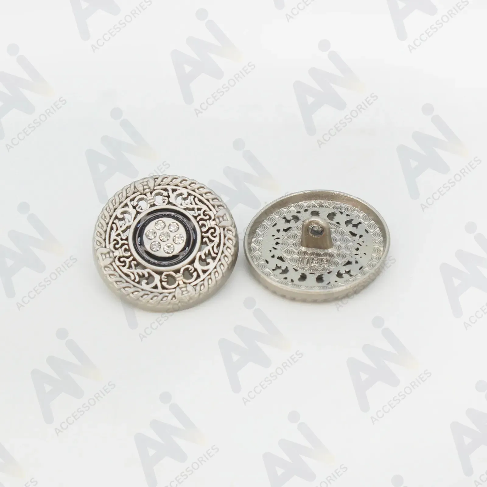 Decorative Metal Buttons with Rhinestone Accents