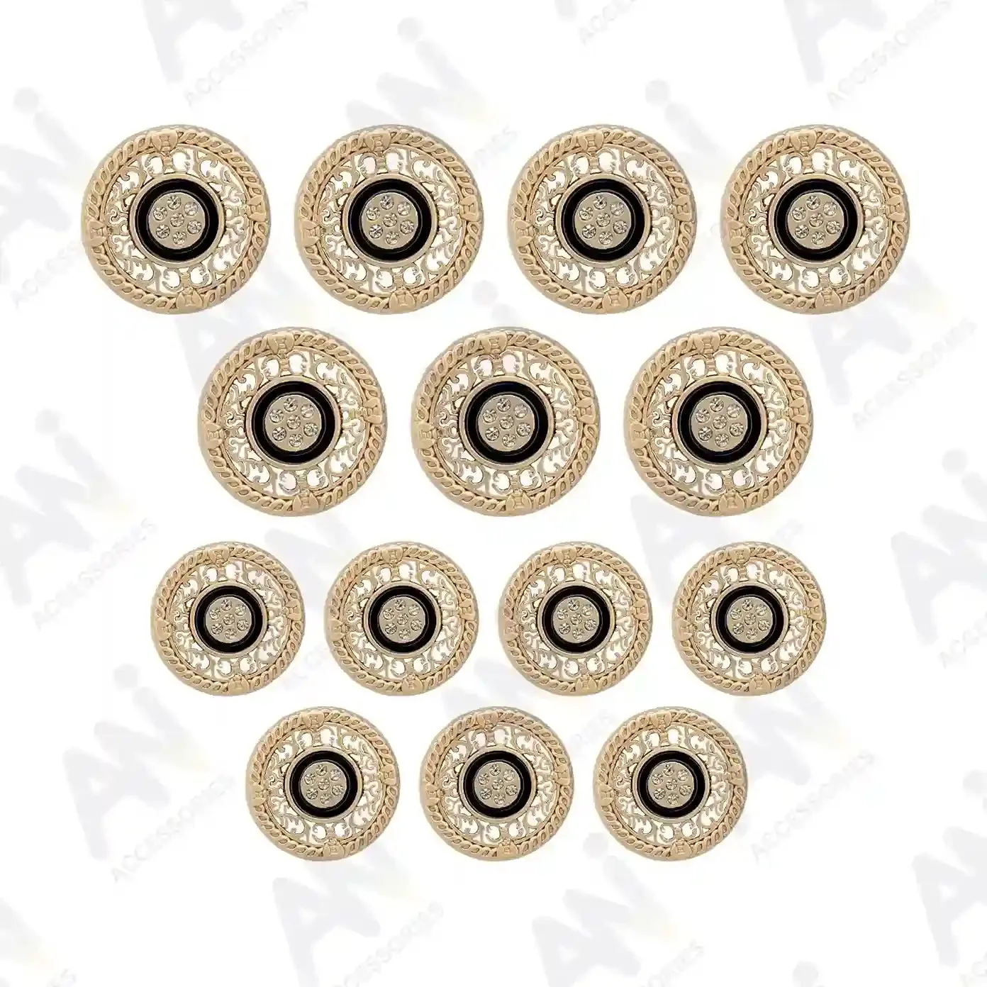Decorative Metal Buttons with Rhinestone Accents