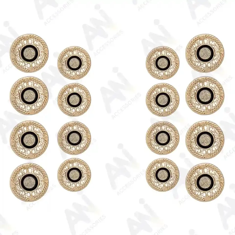 Decorative Metal Buttons with Rhinestone Accents
