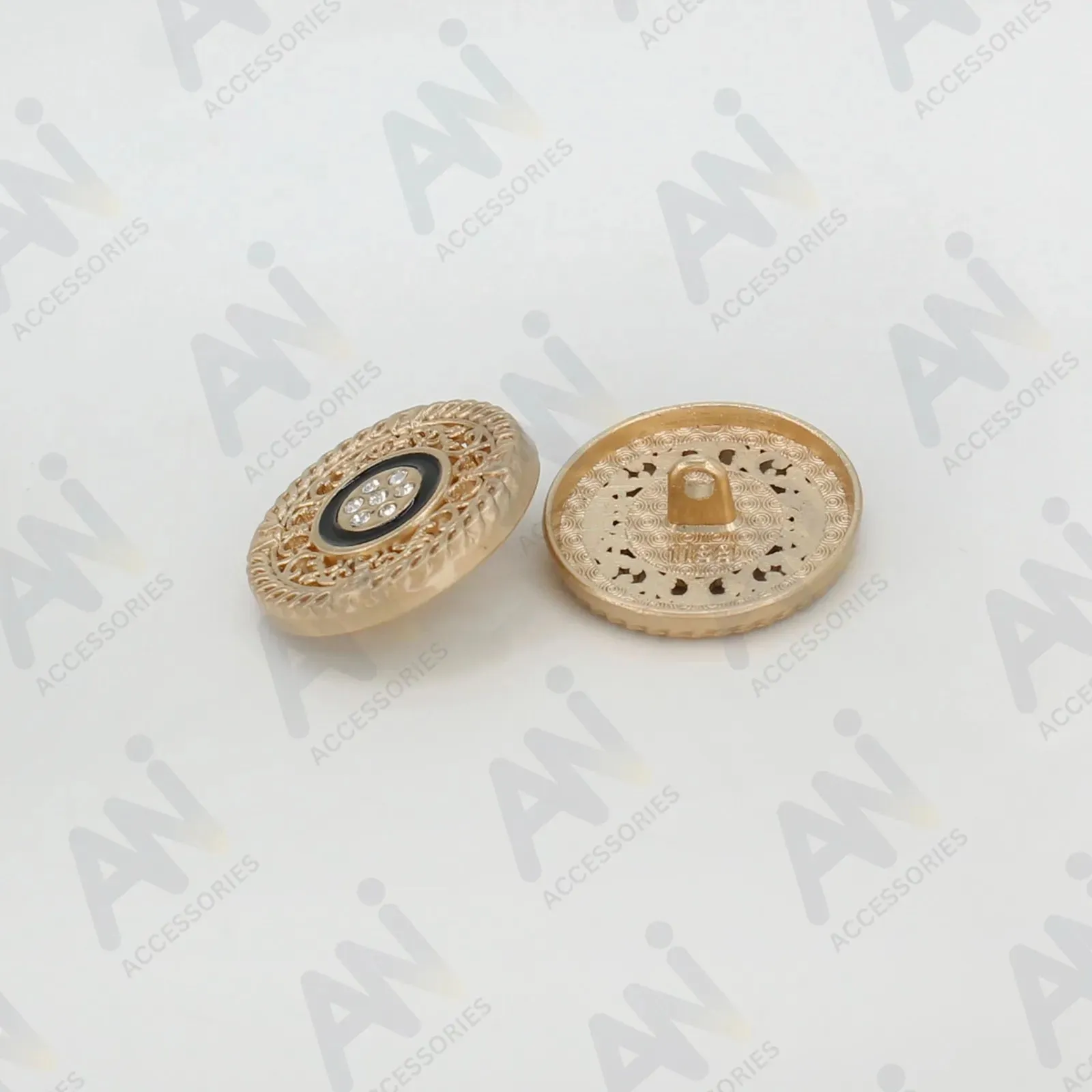 Decorative Metal Buttons with Rhinestone Accents