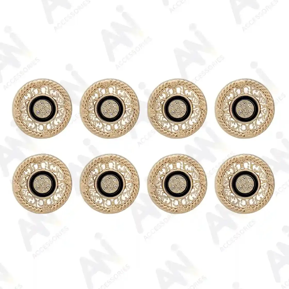 Decorative Metal Buttons with Rhinestone Accents
