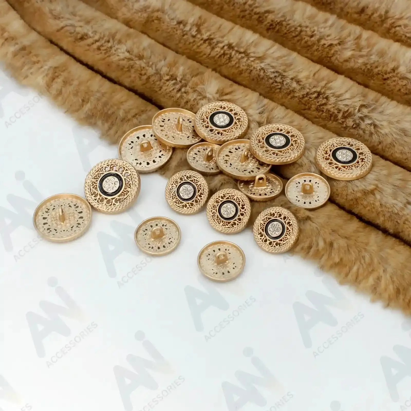 Decorative Metal Buttons with Rhinestone Accents