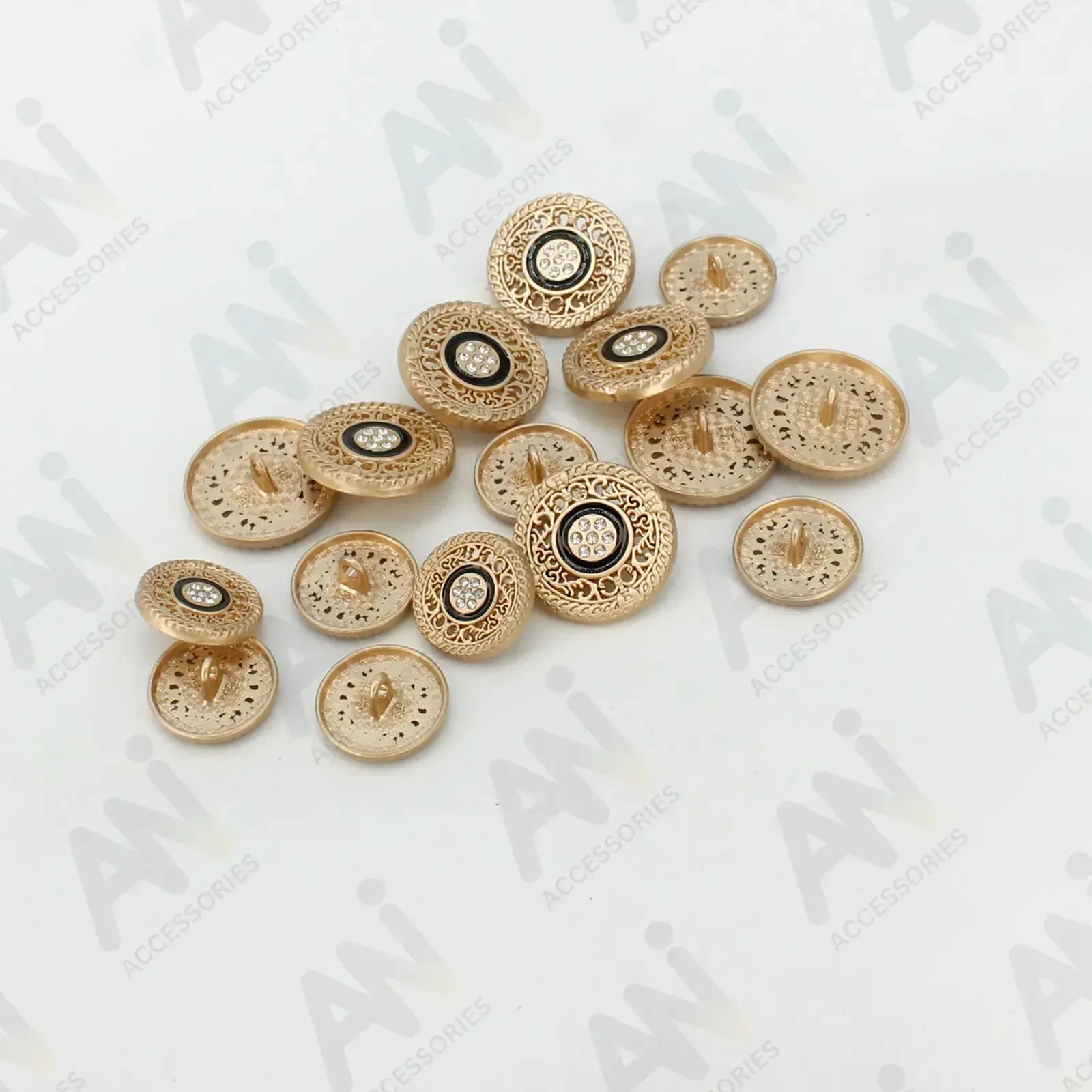 Decorative Metal Buttons with Rhinestone Accents