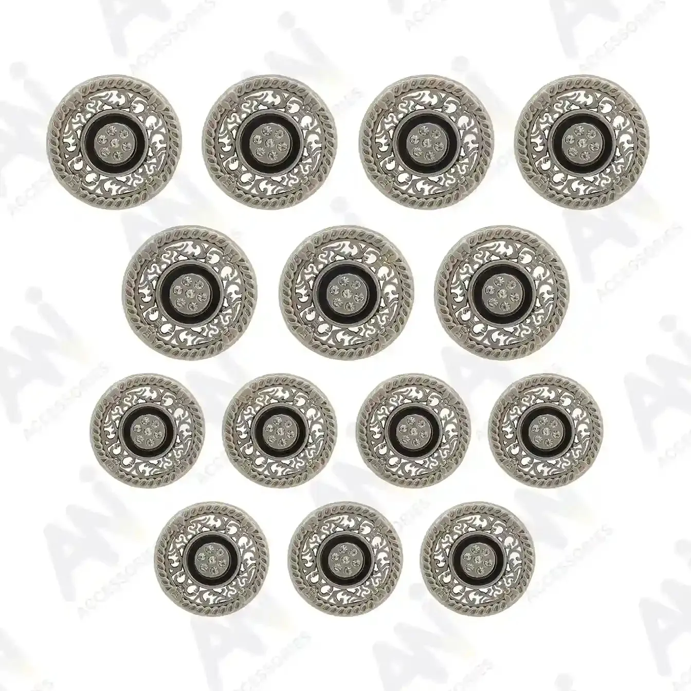 Decorative Metal Buttons with Rhinestone Accents