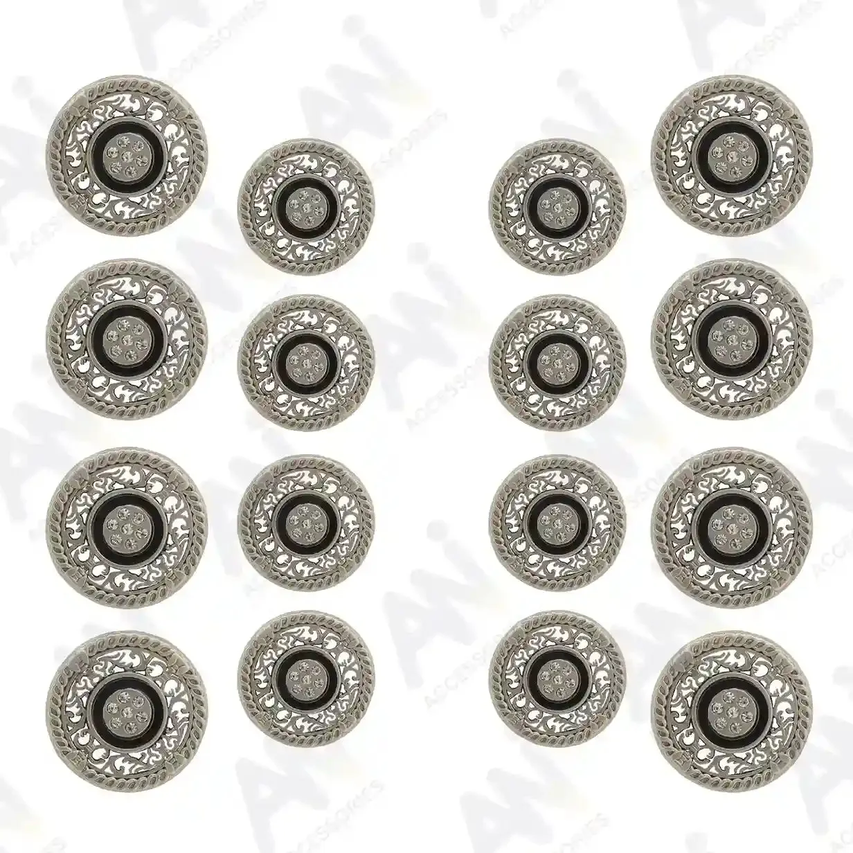 Decorative Metal Buttons with Rhinestone Accents