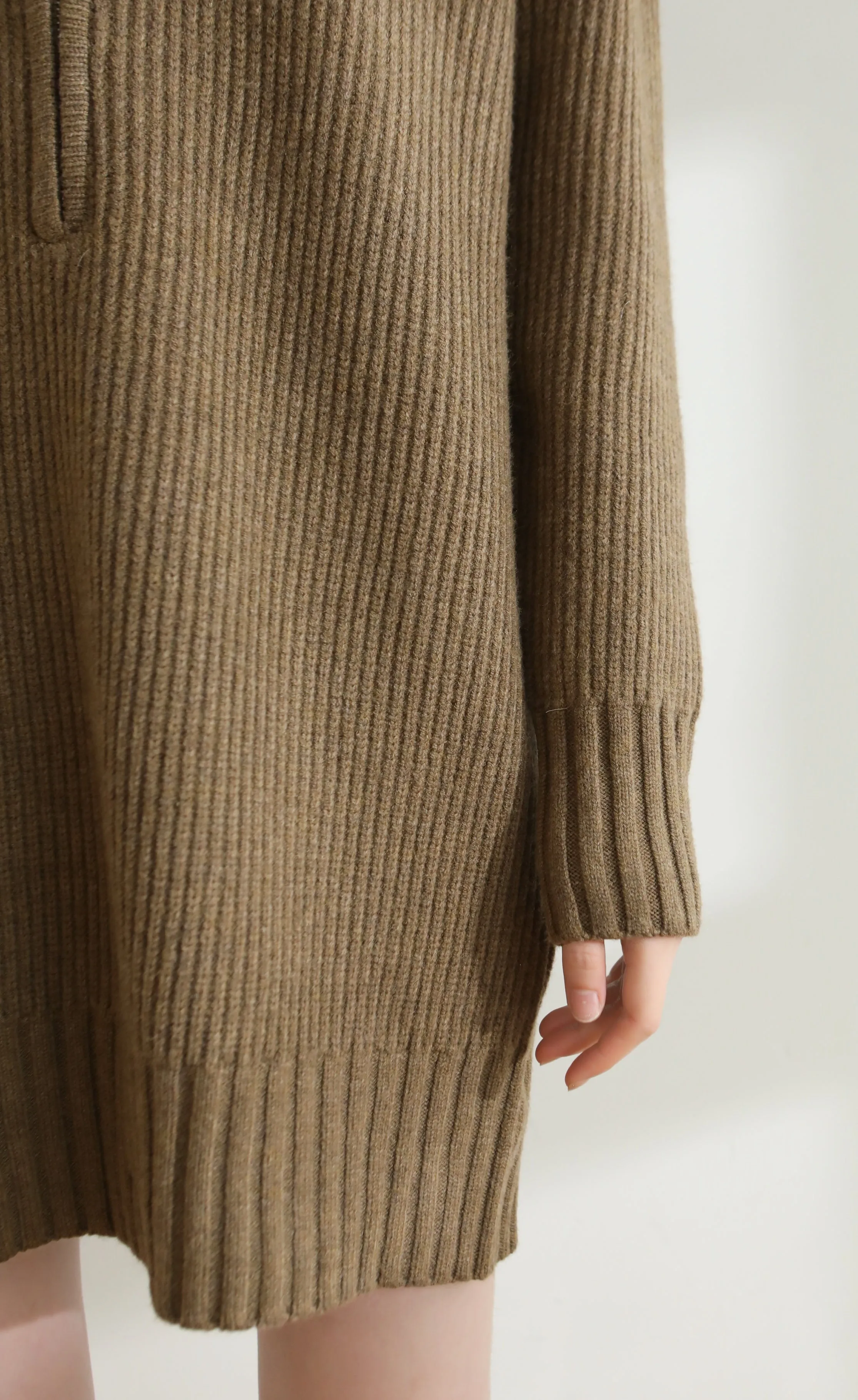 Delusion Wool Blend Dress - Brown
