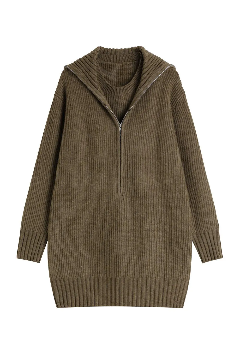 Delusion Wool Blend Dress - Brown