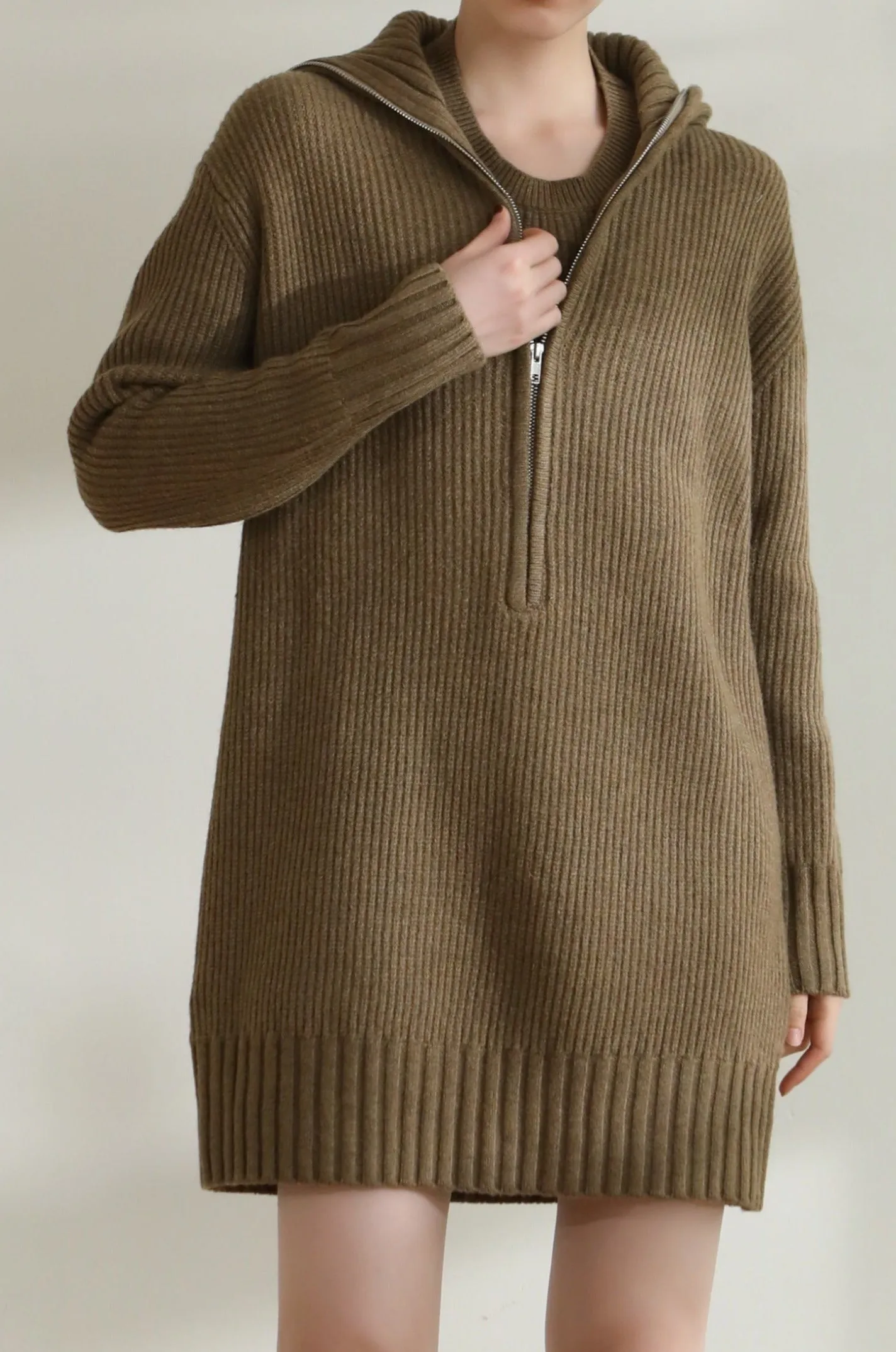 Delusion Wool Blend Dress - Brown