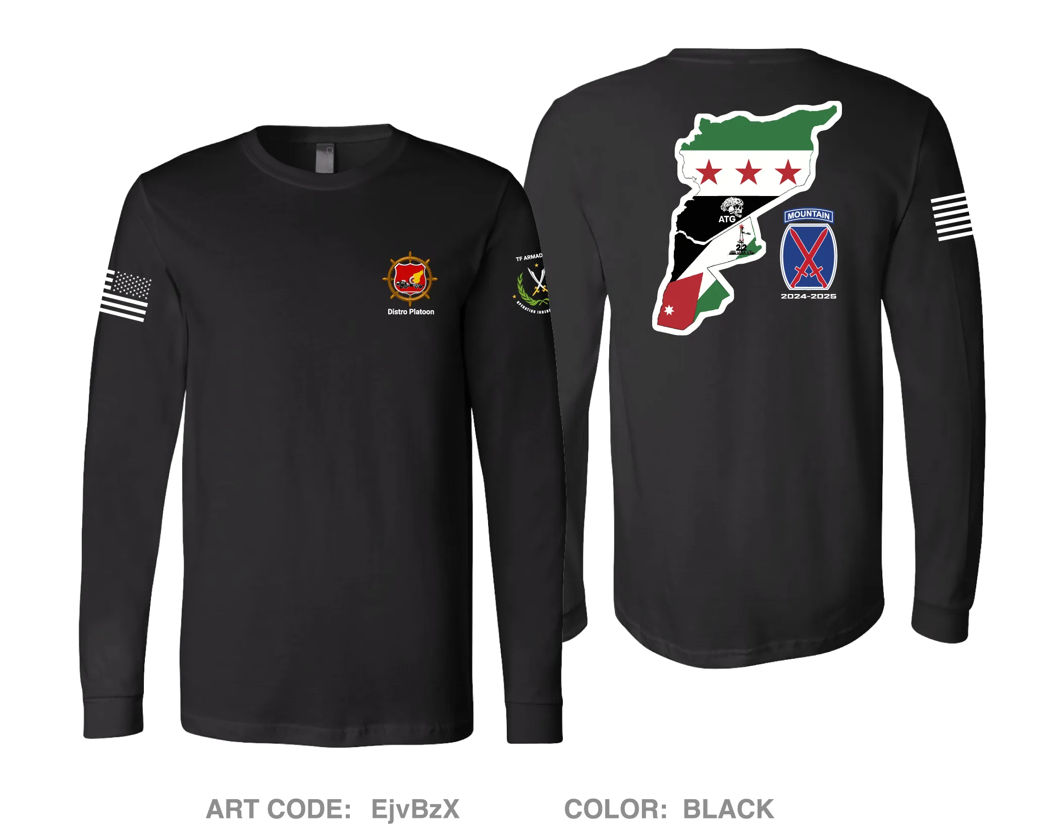 Distro platoon, 1-32 IN BN, 10 MTN DIV Comfort Unisex Cotton LS Tee - EjvBzX