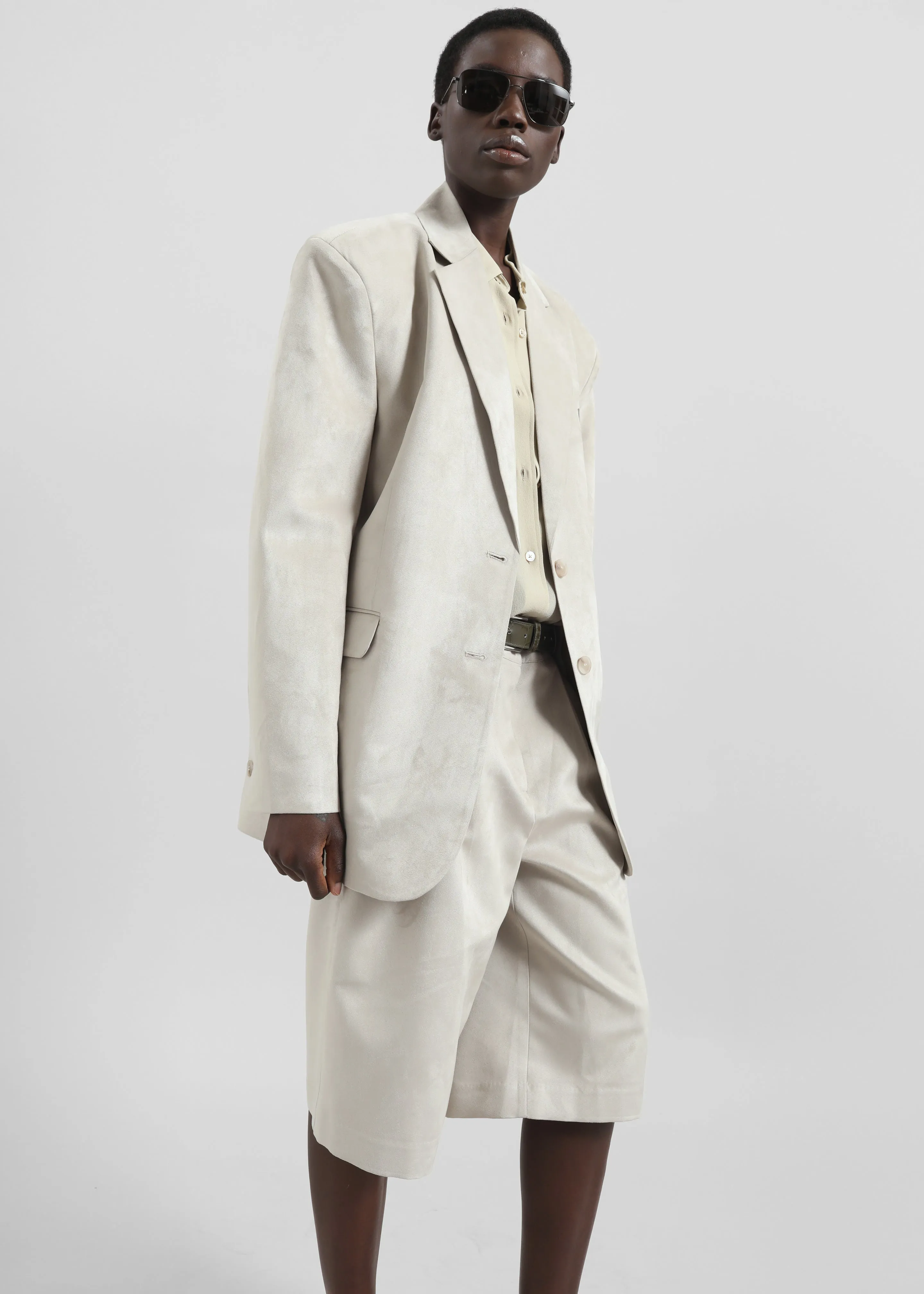 Edale Faux Suede Blazer - Light Beige