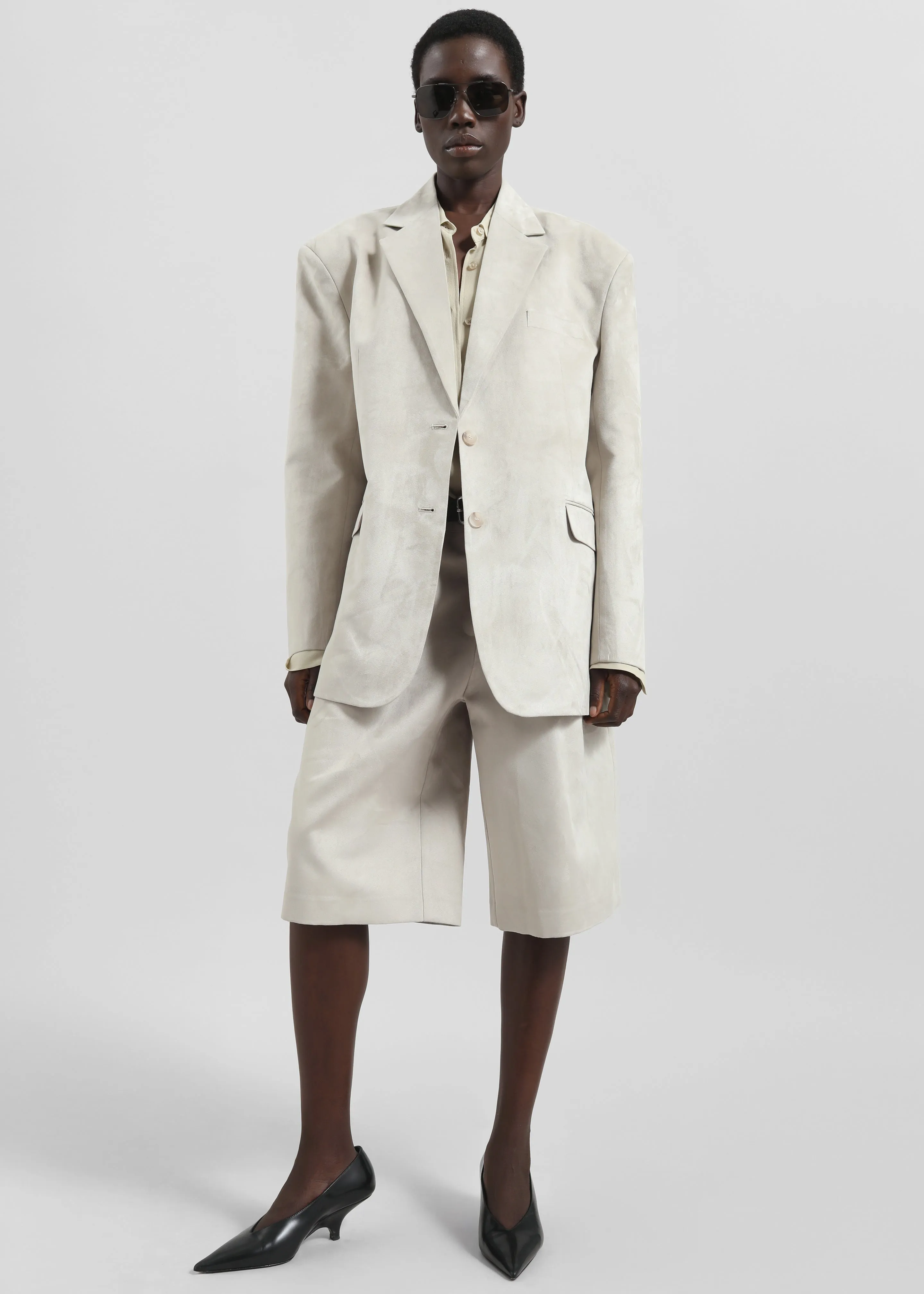 Edale Faux Suede Blazer - Light Beige