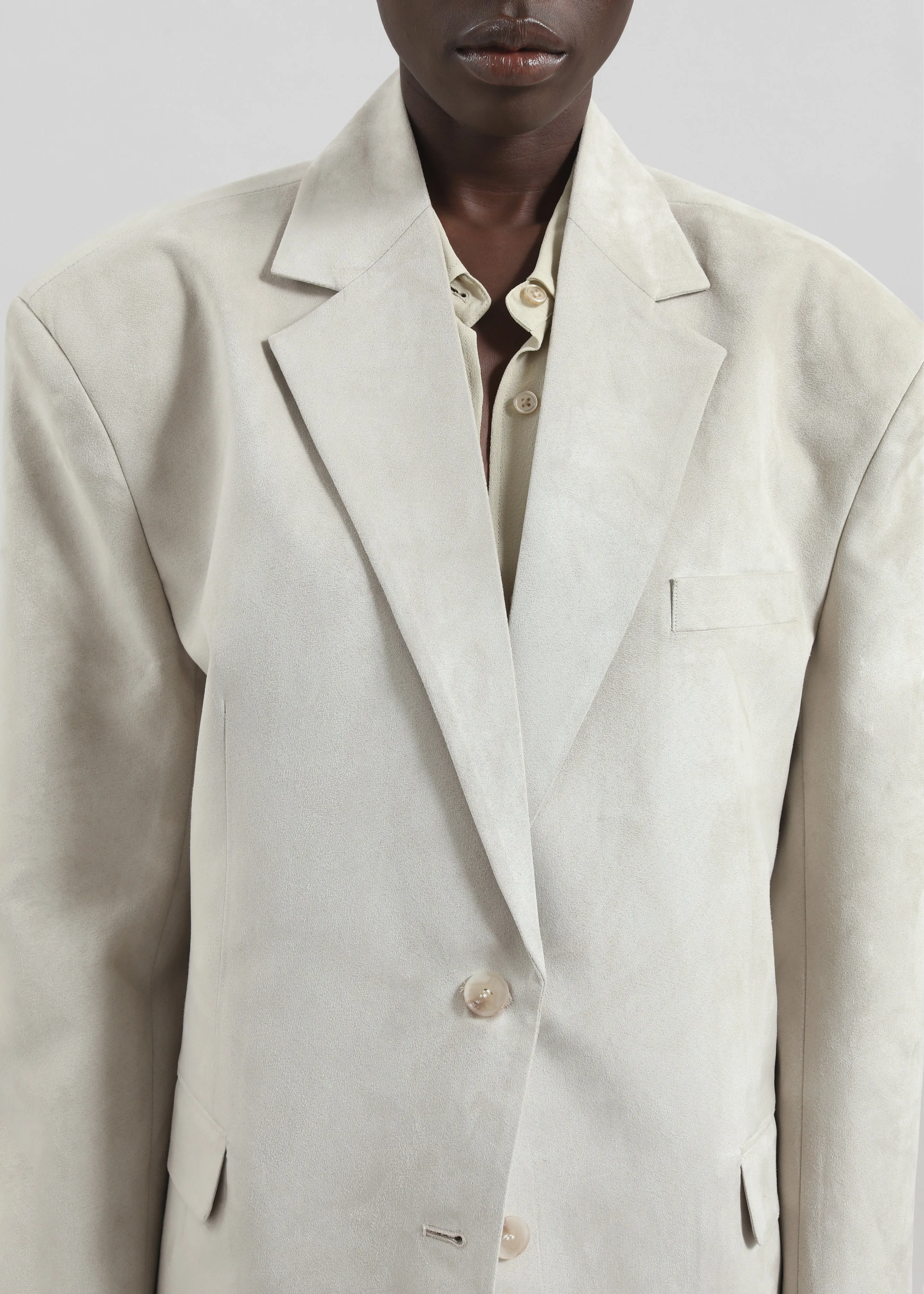 Edale Faux Suede Blazer - Light Beige