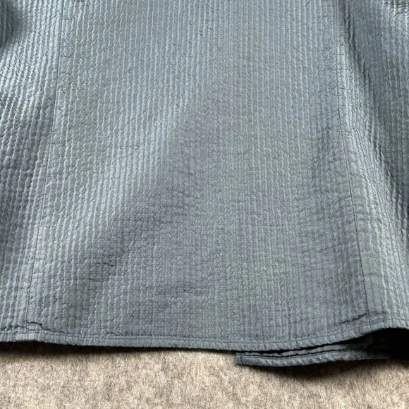 Eileen Fisher Teal Blue 100% Silk Textured Boxy Blazer Womens Size XL Minor Flaw