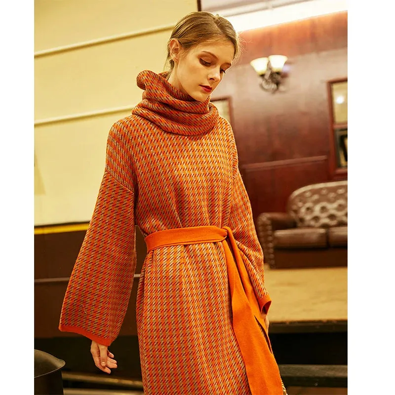 Elegant Patterned Knit Dress