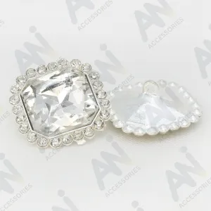 Elegant Rhinestone Silver Metal Buttons