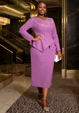 Elegant Ruffle Pearl Long-Sleeve Midi Dress for Effortless Sophistication