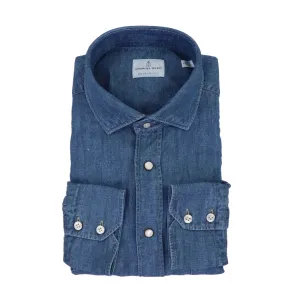Emanuel Berg Luxury Denim Pearl Snap Sport Shirt
