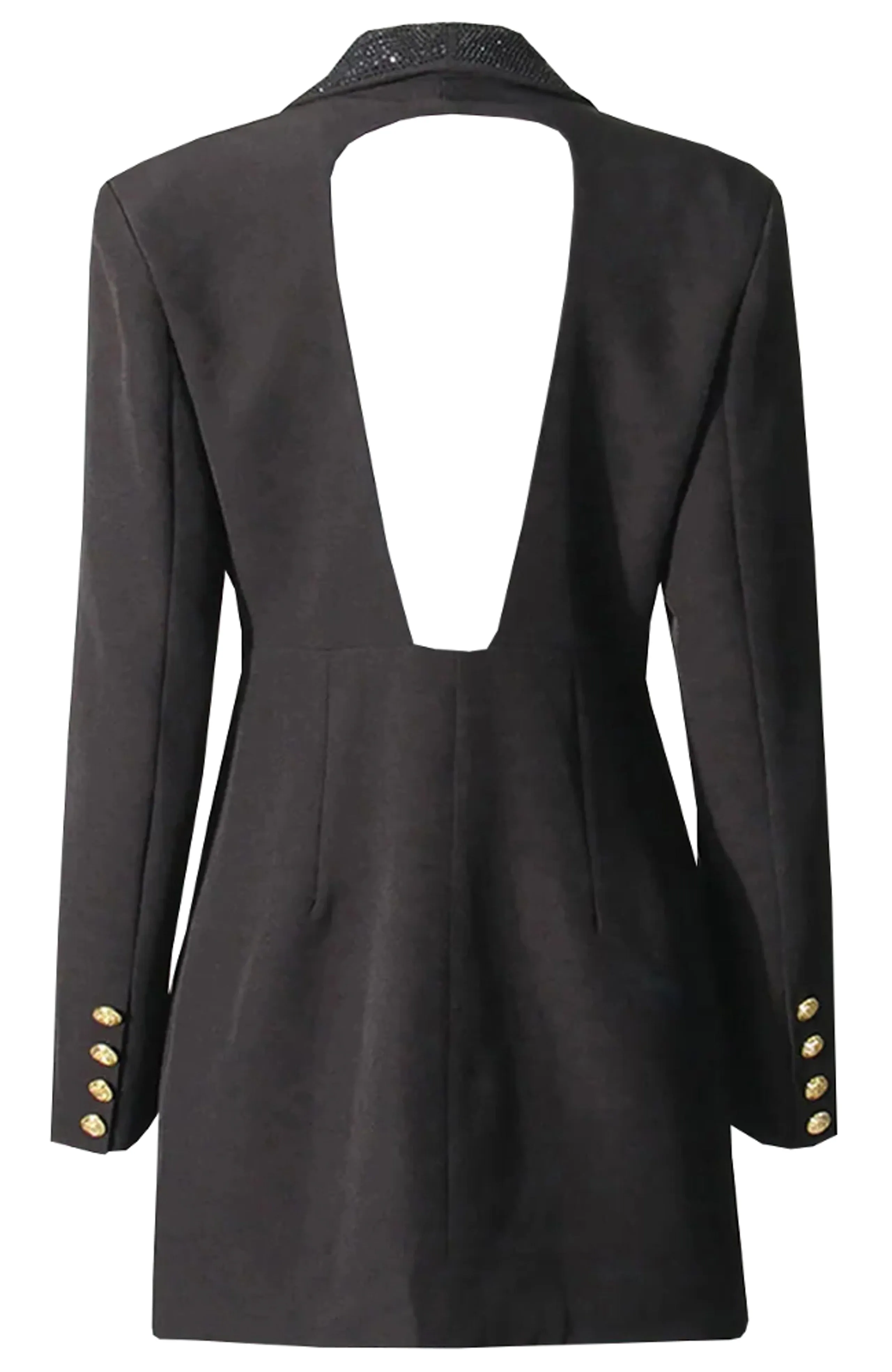 Embellished Backless Blazer Dress
