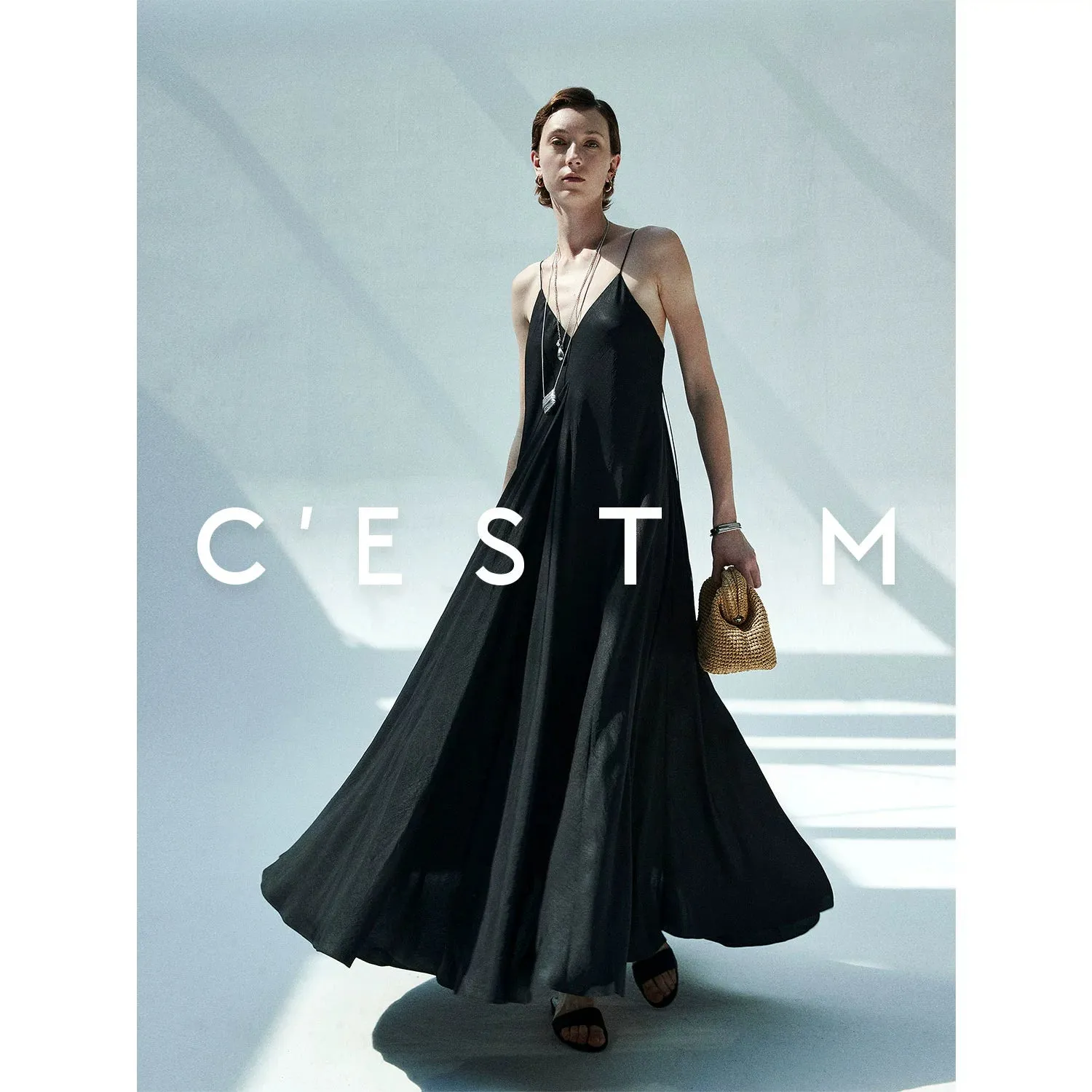Exquisite Acetate V-Neck Dress
