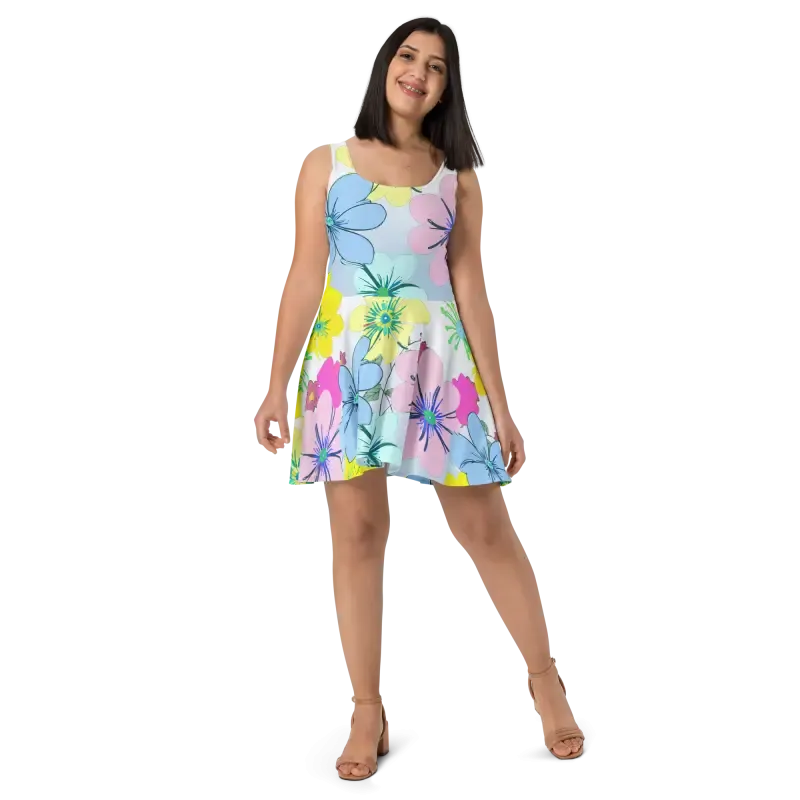 Eye Catching Skater Dress with Trendy Bold Flair