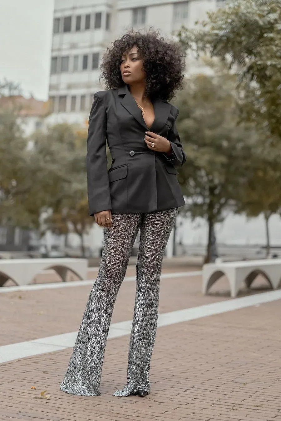 Falisa Diamante Net Blazer Set
