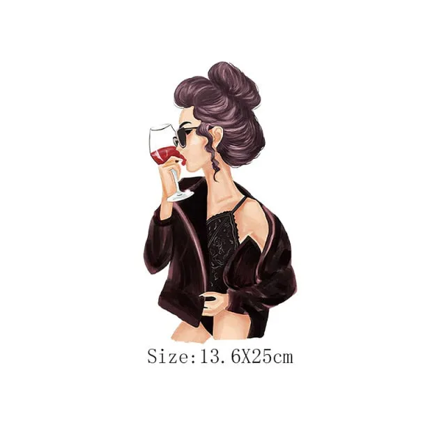 Fashion Lady Thermo Transfer Sticker On Clothes Russian Girl Iron On Patches For T-Shirt Jacket DIY Washable Heat Transfer Patch
