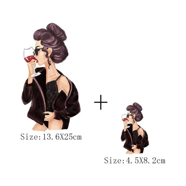 Fashion Lady Thermo Transfer Sticker On Clothes Russian Girl Iron On Patches For T-Shirt Jacket DIY Washable Heat Transfer Patch