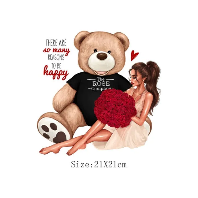 Fashion Lady Thermo Transfer Sticker On Clothes Russian Girl Iron On Patches For T-Shirt Jacket DIY Washable Heat Transfer Patch