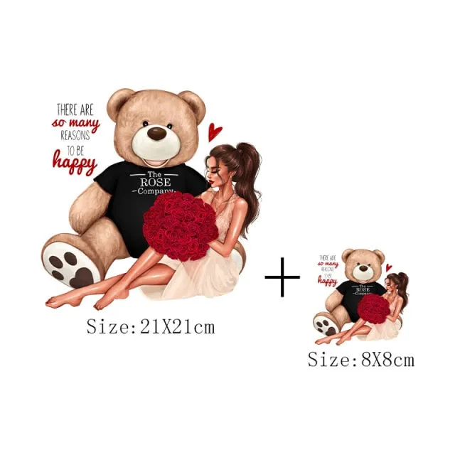 Fashion Lady Thermo Transfer Sticker On Clothes Russian Girl Iron On Patches For T-Shirt Jacket DIY Washable Heat Transfer Patch