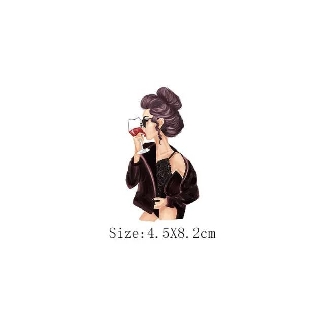 Fashion Lady Thermo Transfer Sticker On Clothes Russian Girl Iron On Patches For T-Shirt Jacket DIY Washable Heat Transfer Patch