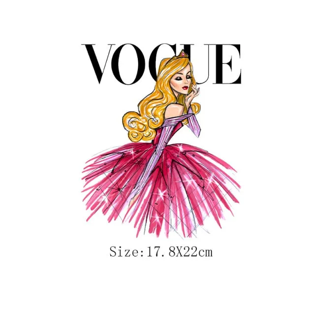 Fashion Lady Thermo Transfer Sticker On Clothes Russian Girl Iron On Patches For T-Shirt Jacket DIY Washable Heat Transfer Patch