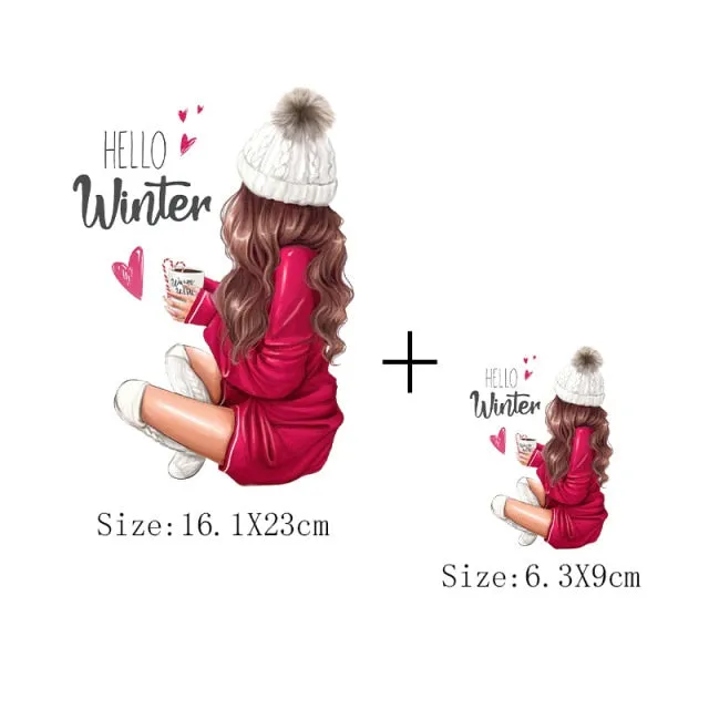 Fashion Lady Thermo Transfer Sticker On Clothes Russian Girl Iron On Patches For T-Shirt Jacket DIY Washable Heat Transfer Patch
