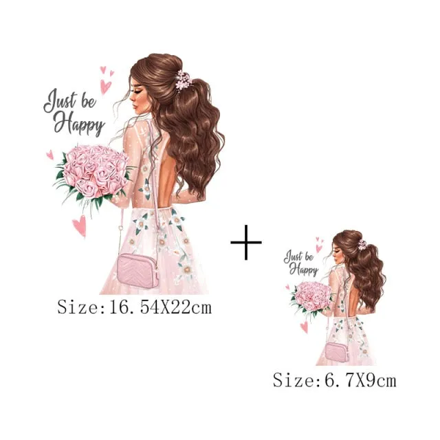 Fashion Lady Thermo Transfer Sticker On Clothes Russian Girl Iron On Patches For T-Shirt Jacket DIY Washable Heat Transfer Patch